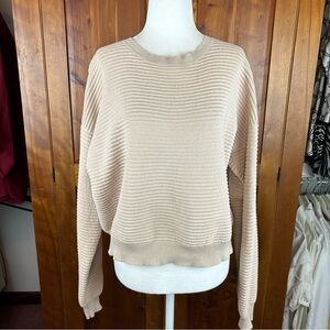BeulahStyle Ribbed Cozy Comfy Retro Cropped Rustic Boho Drop Shoulder Sweater